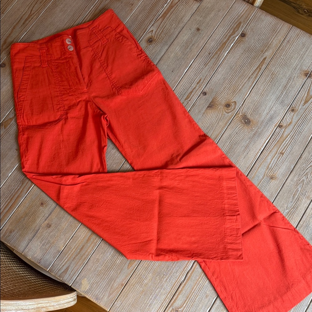 Anthropologie Maeve Naomi Coral-Red Wide-Leg Pants - Size 6